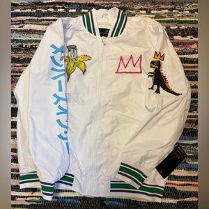 Jean-Michel Basquiat members only White Graffiti Jacket
